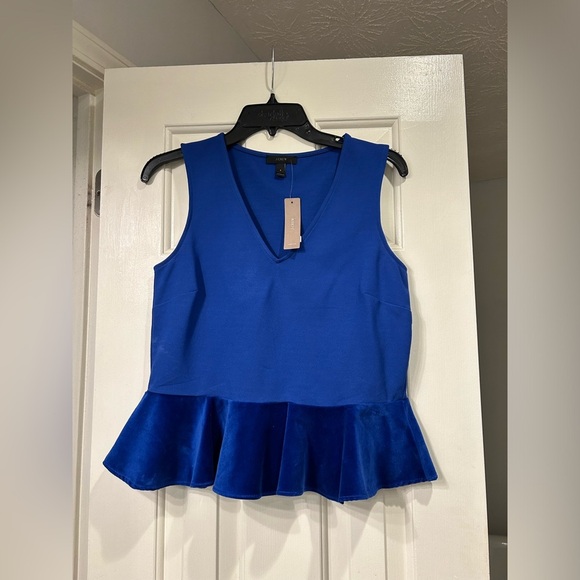 J. Crew Royal Blue Peplum Sleeveless Top- NWT - Picture 2 of 6